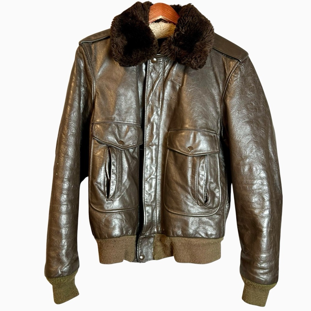 ORIGINAL VINTAGE 1960's GOLDEN FLEECE LEATHER JACKET USA MEN'S LARGE 42 Tall
